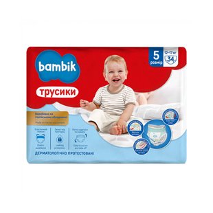 Підгузки-трусики Bambik дитячі одноразові 5 , 12-17кг, 34шт (4823071652543) В00292825 фото