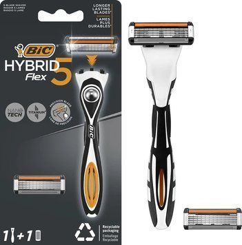 Станок BIC Flex Hybrid 5 з 1 змінним картриджем (3086124143950) В00344669 фото