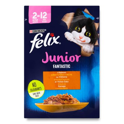 Влажный корм Felix Fantastic Junior для кошек с курицей в желе 85 г (7613039832189) 000071587 фото