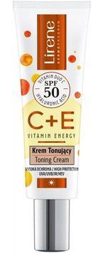 Крем для обличчя Lirene C+E Vitamin Energy тонуючий SPF50 30 мл (5900717777712) В00329001 фото