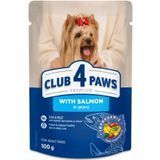 Вологий корм для собак малих порід Club 4 Paws Преміум шматочки з лососем в соусі 100 г. (4820269144606) 000081991 фото