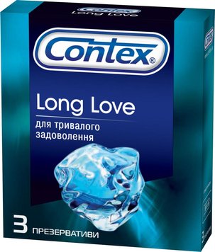 Презервативи латексні з силіконовою змазкою Contex Long Love (з анестетиком) 3 шт.(5060040300107) В00141694 фото