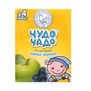 Сік Чудо-Чадо Сливово-яблучний з м'якоттю, цукром і вітаміном С 0,2 л (4820016251700) 000011182 фото