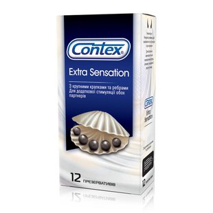 Презервативи латексні з силіконовою змазкою Contex Extra Sensation (з великими точками та ребрами) 12 шт.(5052197051506) В00147622 фото