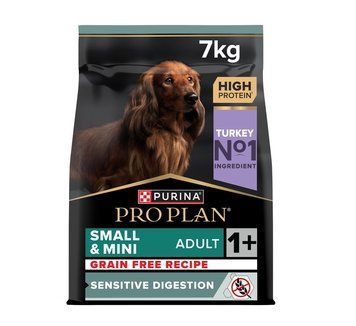 Сухой корм для взрослых собак с чувствительным пищеварением Purina Pro Plan Small&Mini 1+ Sensitive Digestion беззерновой с индейкой 7 кг. (7613036731256) 000081955 фото