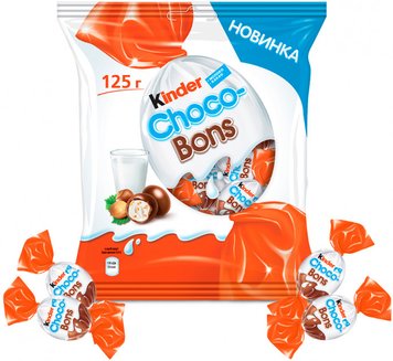 Цукерки Kinder Schoko-bons з молочного шоколаду з молочно-горіховою начинкою 125 г (5413548280189) 000028345 фото