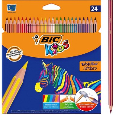 Набір олівців BIC Evolution Stripes 24 кольору (3086123499133) В00294318 фото