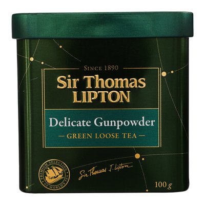 Чай Lipton Sir Thomas Delicate Gunpowder Зелений байховий листовий 100 г (4823084202254) 000072166 фото