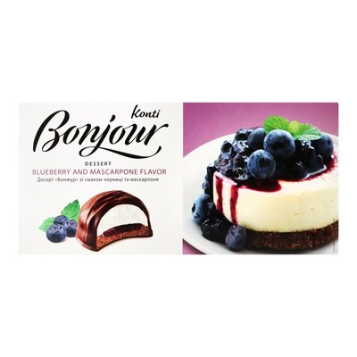 Десерт Bonjour зі смаком чорниці та маскарпоне 232 г (4823088608281) 000077766 фото