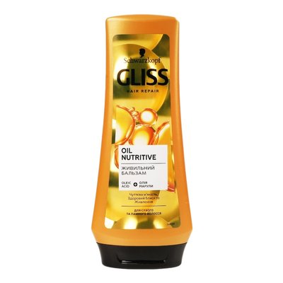 Бальзам Gliss Kur Oil Nutritive для сухих и поврежденных волос 200 мл (9000100398534) 2741      фото