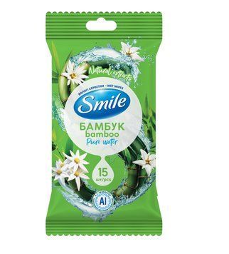 Вологі серветки Smile Бамбук та едельвейс, 15 шт.(4820048481960) В00145355 фото