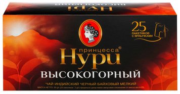 Чай Принцесса Нури Черный высокогорный пакетированный 25 x 2 г (4823096800134) 000024198 фото