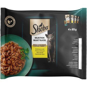 Влажный корм для кошек Sheba ассорти из мяса птицы в соусе 4х85 г (4770608257408) 000085802 фото
