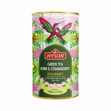 Чай Hyson Gourmet Киви и Клубника зеленый байховый листовой, 100 г. (4792055034777) 000089232 фото
