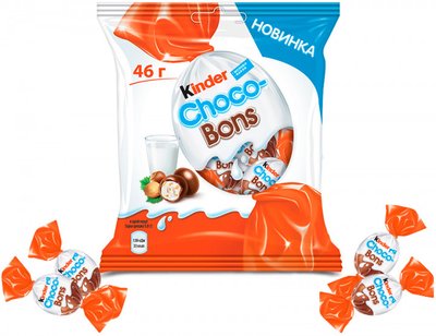 Цукерки Kinder Schoko-Bons з молочного шоколаду з молочно-горіховою начинкою 46 г. (4008400284620) 000028346 фото