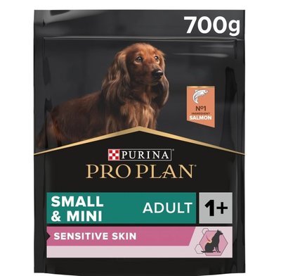 Сухий корм PRO PLAN Small&Mini Adult 1+ Sensitive Skin для собак з чутливою шкірою з лос.700 г (7613035120808) 000062181 фото