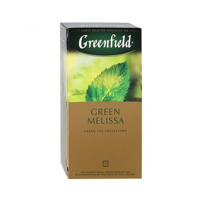 Чай Greenfield Green Melissa Зелений з мелісою пакетований 40 х 1.5 г (4823096809908) 000073993 фото