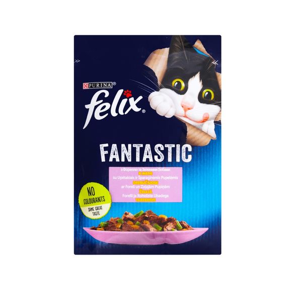 Вологий корм Purina Felix Fantastic для котів з фореллю та зеленими бобами в желе 85 г (7613039841617) 000071578 фото