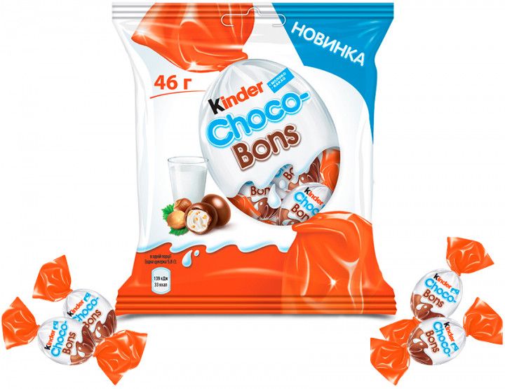 Цукерки Kinder Schoko-Bons з молочного шоколаду з молочно-горіховою начинкою 46 г. (4008400284620) 000028346 фото