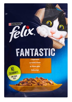 Влажный корм Felix Fantastiс для кошек с индейкой в желе 85 г (7613039832516) 000071583 фото