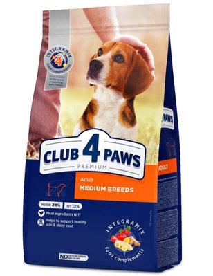 Сухий корм Club 4 Paws Adult Medium Breeds для дорослих собак середніх порід 14 кг. (4820215363242) 000072806 фото