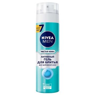 Гель для гоління Nivea Men Чиста Шкіра з цинком і саліциловою кислотою 200 мл (4005900673978) В00279737 фото