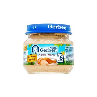 Пюре Gerber мясной нежный цыпленок с 6 месяцев 80 г (7613033644948) В00138418 фото