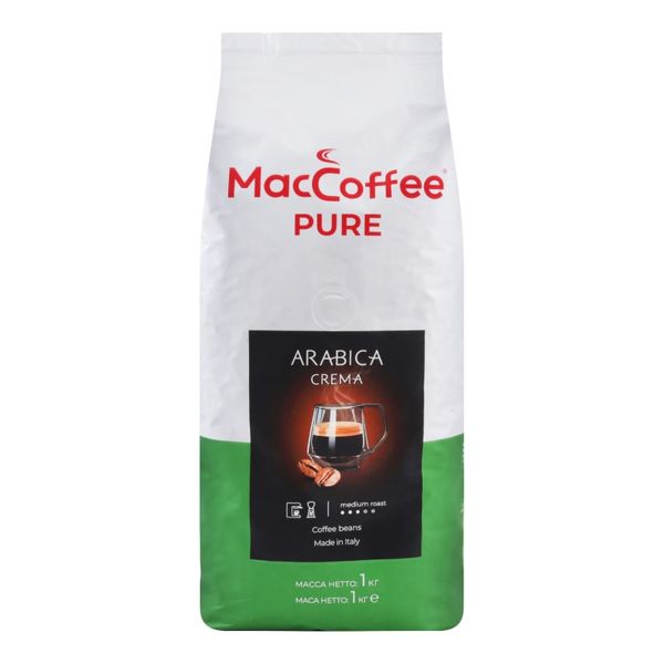 Кофе MacCoffee Pure Arabica Crema в зернах 1 кг.(8887290146173) 000071744 фото