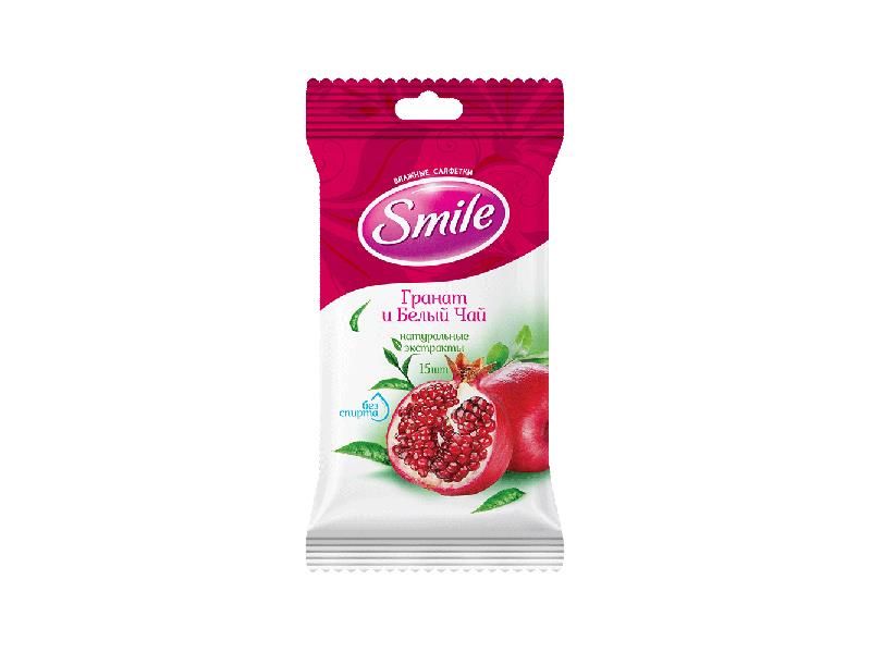 Влажные салфетки Smile Гранат и белый чай, 15 шт.(4820048481977) В00305212 фото