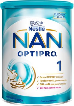 Суміш суха молочна Nestle NAN 1 Optipro з олігосахаридом 2'FL для дітей з народження 400 г (7613032024918) В00312389 фото