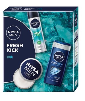 Набір для чоловіків NIVEA Men Fresh Kick 2024 Гель для душа 250 мл + Антиперспірант 150 мл + Крем для обличчя 75 мл. (4006000118666) В00320991 фото