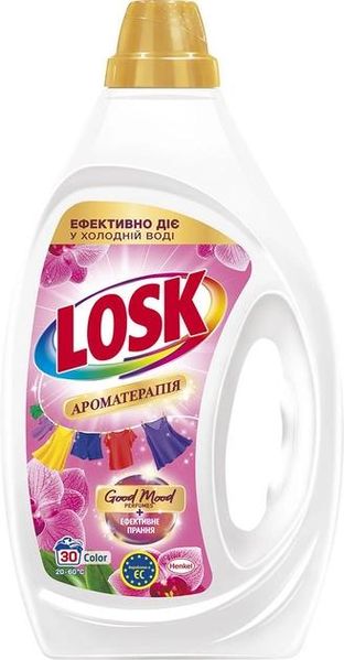 Гель для прання Losk Ароматерапія Color Ефірні масла та аромат Малазійської квітки 30 циклів прання 1.35 л (9000101803921) В00312923 фото