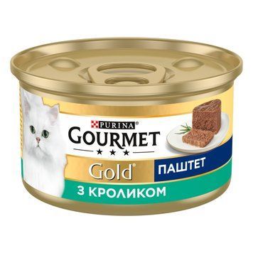 Вологий корм Gourmet Gold для дорослих котів паштет з кроликом 85 г (7613033728747) 000077121 фото