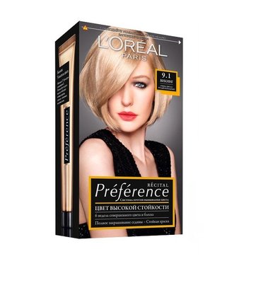 Фарба для волосся L'oreal Recital Preference 9.1 дуже світло- русий попелястий (3600520248837) 1696      фото