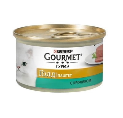 Вологий корм Gourmet Gold для дорослих котів паштет з кроликом 85 г (7613033728747) 000077121 фото
