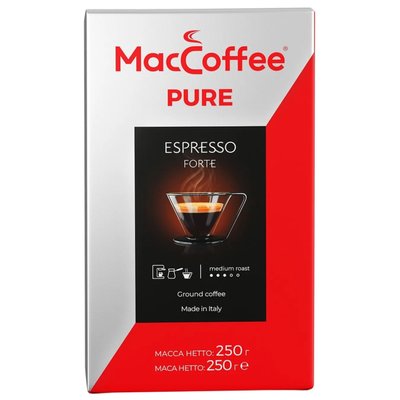 Кава MacCoffee Pure Espresso Forte мелена 250г (8887290146166) 000071743 фото