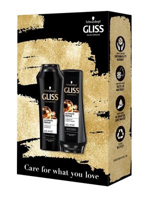 Набір Gliss Care with Ultimate Repair Зміцнюючий шампунь для сильно пошкодженого та сухого волосся 250 мл + Бальзам 200 мл (9000101731385) В00308165 фото