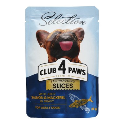 Вологий корм Club 4 Paws Selection Premium для собак малих порід з лососем та макрелью в соусі 85г (4820215368056) 000074399 фото