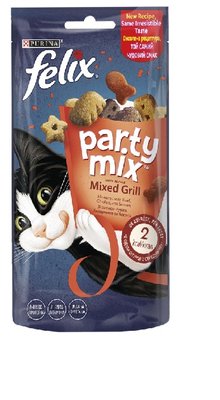 Ласощі для котів Purina Felix Party Mix Гриль Мікс зі смаком курки, яловичини та лосося 60г. (7613287631404) 000074517 фото