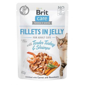 Корм влажный Brit Care Fillets in Jelly Tender Turkey and Shrimps д/котов филе в желе с индейкой и креветками 85 г (8595602540570) S1111163843 фото