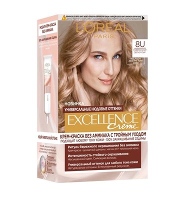 Фарба для волосся L'Oreal Paris Excellence Crème Universal Nudes 8U Універсальний світло-русявий 192 мл (3600523998739) В00294698 фото