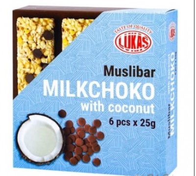 Цукерки Lukas Muslibar Milkchoko з кокосом 150г(4823054612502) 000076025 фото