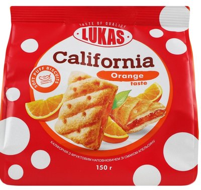 Печенье Каліфорнія Lukas с апельсиновой начинкой 150г.(4823054612915) 000076300 фото