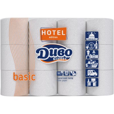 Туалетная бумага Диво Basic for Hotel 2 слоя 24 рулона (4820003837788) В00301323 фото