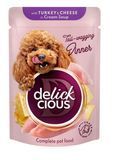 Вологий корм для собак Delickcious Смужки з індичкою та сиром в крем-супі 85 г (4820269141810) 000080275 фото