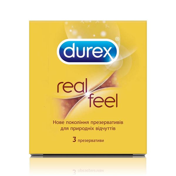 Презервативи з синтетичного латексу з силіконовою змазкою Durex Real Feel (натуральні відчуття) З шт.(5052197026689) В00141717 фото