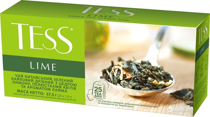 Чай TESS Lime Зеленый пакетированный 25 x 1.5 г (4823096801926) 000024725 фото