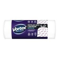 Пакети для сміття Vortex 20 л 30 шт. White з затяжкою (4823071640625) В00151647 фото