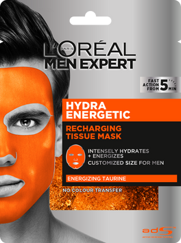 Тканевая маска для лица L'Oreal Paris Men Expert Hydra Energetic для мужчин 30 г (3600523704378) В00099326 фото