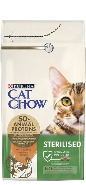 Сухий корм Cat Chow Sterilized для стерилізованих котів з індичкою 1.5 кг ( 7613287329592) 000072218 фото